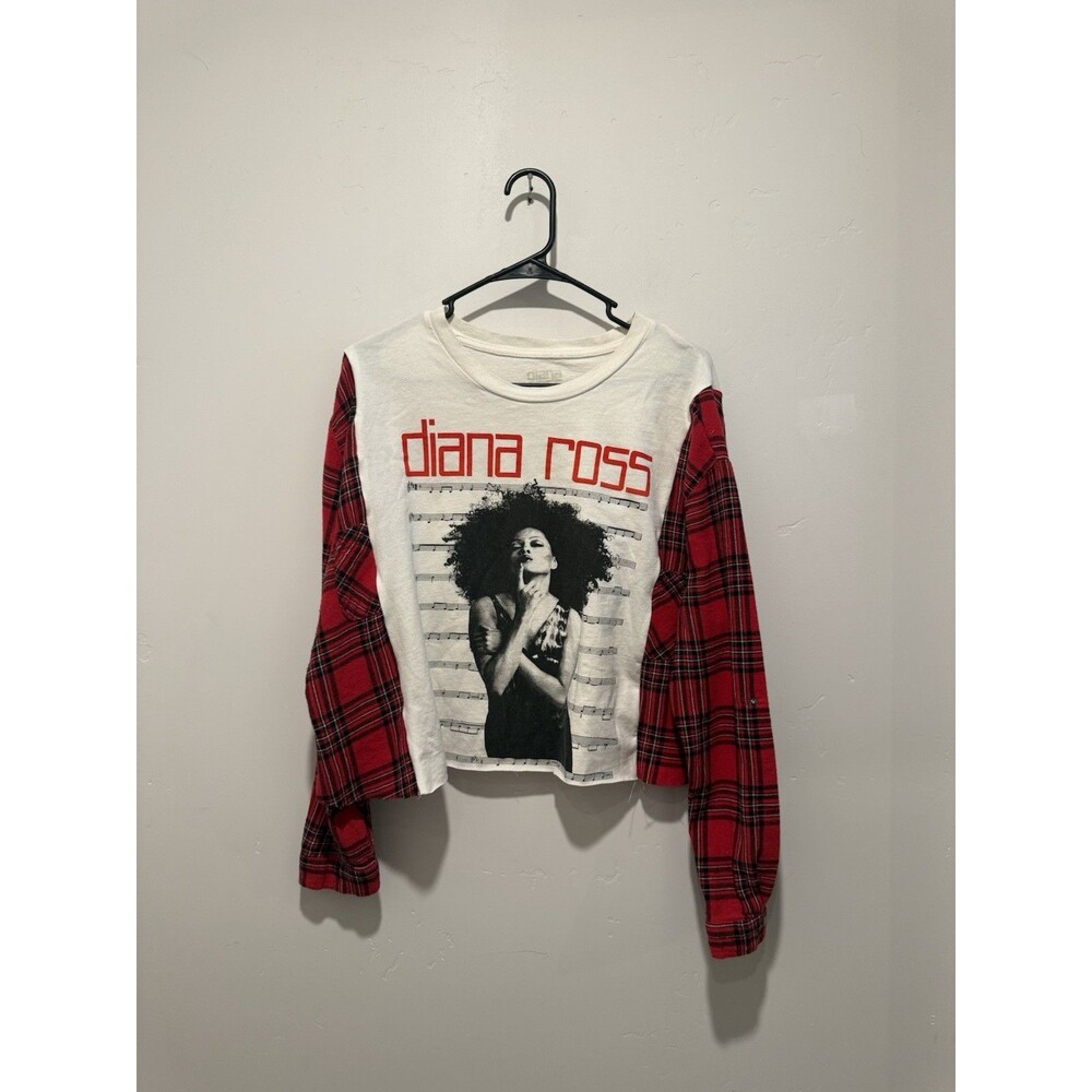 Rework Upcycle Grunge Oversize Cropped Diana Ross Top M/L